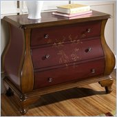 Pulaski 3 Drawer Bombe Accent Chest in Red and Brown Finish
