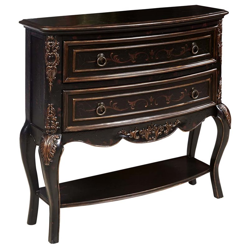 Pulaski 2 Drawer Bombe Hall Chest in Versailles Black | eBay