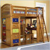Pulaski Build-A-Bear Bearrific Kids Wood Loft Bunk Bed in Cocoa Finish