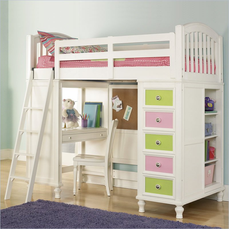  Bear Pawsitively Yours Kids Loft Bunk Bed in Vanilla Finish - 63418LB