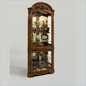 Pulaski Meadow Oak Bonnet Top Corner Curio Cabinet 