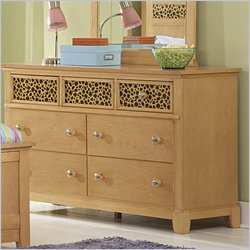 Pulaski Simply Furbulous 7 Drawer Wood Top Dresser in Natural Finish