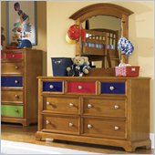 Pulaski Build-A-Bear Double Dresser and Mirror Set in Cocoa