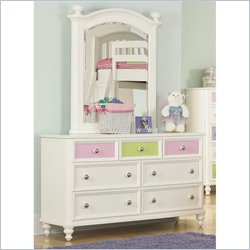 Pulaski Build-A-Bear Double Dresser and Mirror Set in Vanilla