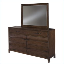 Pulaski Tangerine 335 Dresser and Mirror Set in Walnut Finish