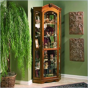 Pulaski Estate Oak Corner Curio Cabinet