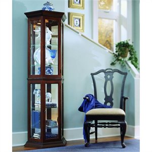 Pulaski Nut Brown II Bay Window Curio Cabinet
