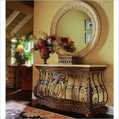 Pulaski Spanish Bronze Bombe Console Table
