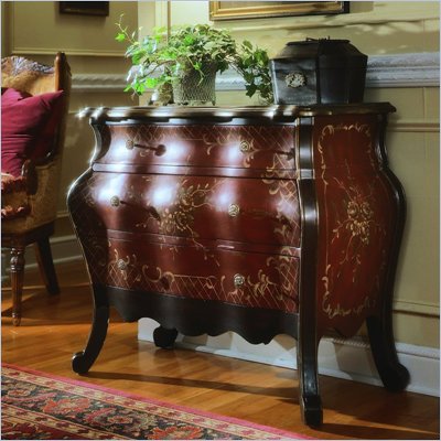 Pulaski 3 Drawer Bombe Accent Chest in Lattice Rouge Finish