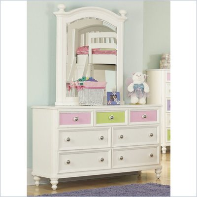 Pulaski Build-A-Bear Double Dresser and Mirror Set in Vanilla