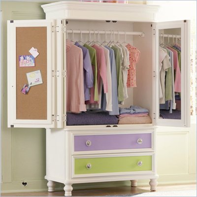 Pulaski Build-A-Bear Pawsitively Yours Kids TV/Wardrobe Armoire in Vanilla