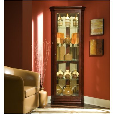 Pulaski Victorian Cherry 72 Inch Tall Corner Curio Cabinet