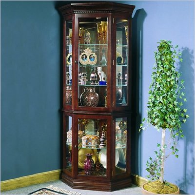 Pulaski Victorian Cherry Large Corner Curio Cabinet
