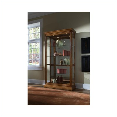 Pulaski 2 Way Sliding Door Curio Cabinet in Golden Oak