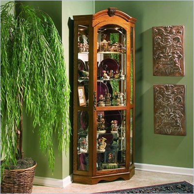 Pulaski Estate Oak Corner Curio Cabinet