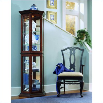 Pulaski Nut Brown II Bay Window Curio Cabinet