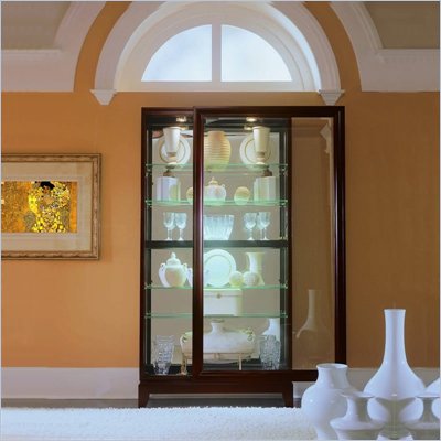 Pulaski Chocolate Cherry Two Way Sliding Door Curio Cabinet