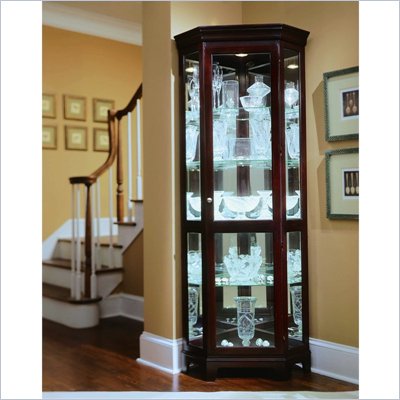 Pulaski Chocolate Cherry Corner Curio Cabinet