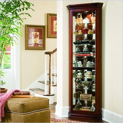 Pulaski Victorian Cherry 80 Inch Tall Corner Curio Cabinet