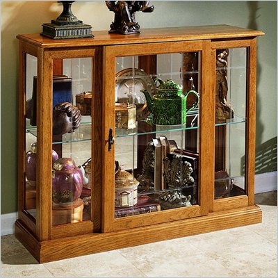 Pulaski Golden Oak III Console Curio Display Cabinet