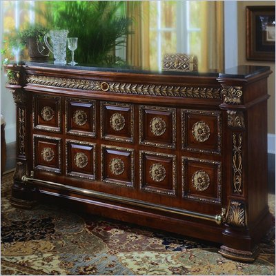 Pulaski Royale Home Bar with Pull Out Hardwood Cutting Board in Dark Wood