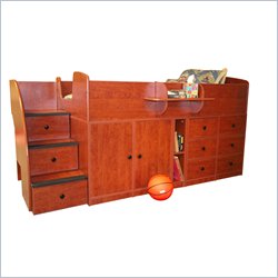 Berg Furniture Sierra Captain's Bed with Storage Drawers, Cabinet & Stairs by Berg Furniture