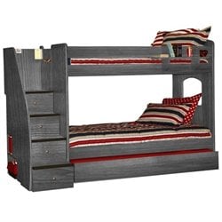 Berg Furniture Enterprise Wood Twin Over Twin 2 Panels Bunk Bed with Stairs