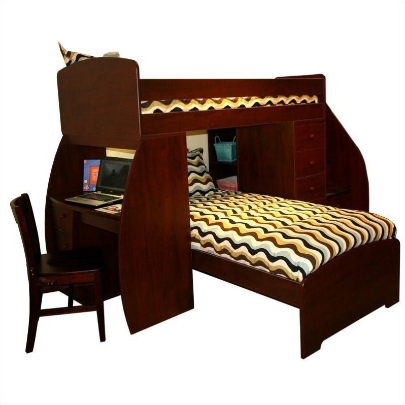 Girls Bunk Beds with Stairs and Desk
