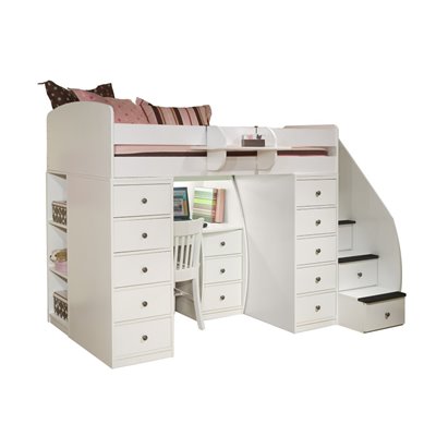 Berg Furniture Sierra Space Saver Wood Loft Twin Bed