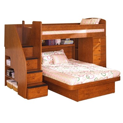 Berg Furniture Sierra Wood Twin Over Full  Loft Bed