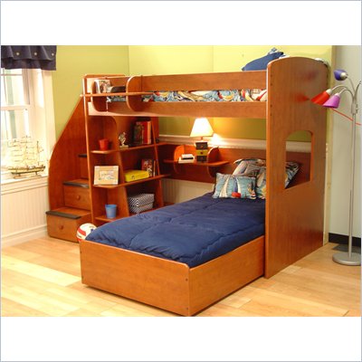 Berg Furniture Utica L-Shaped Twin Over Twin Wood Loft Bunk Bed