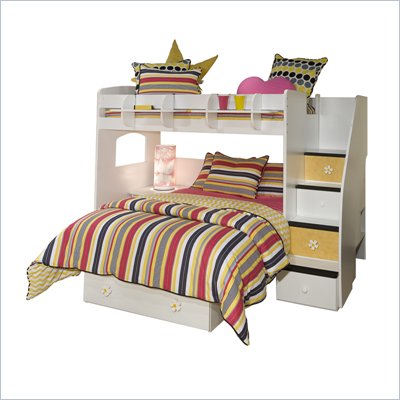 Berg Furniture Utica Twin Over Full Loft Bunk Bed with Storage Stairs