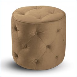 Avenue Six Curves Tufted Round Ottoman in Coffee Velvet