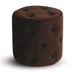 Avenue Six Curves Round Tufted Ottoman in Chocolate Velvet Best Price