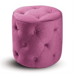 Avenue Six Curves Round Tufted Ottoman in Purple Velvet Best Price