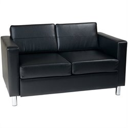 Avenue Six Pacific Loveseat in Black Faux Leather / Vinyl