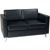 Avenue Six Pacific Loveseat in Black Faux Leather / Vinyl
