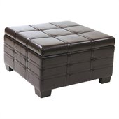 Avenue Six Detour Strap Ottoman with Tray in Espresso Eco Leather