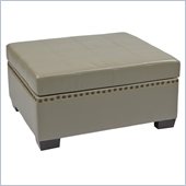 Avenue Six Detour Storage Ottoman with Tray in Ash Eco Leather