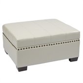 Avenue Six Detour Storage Ottoman with Tray in Cream Eco Leather