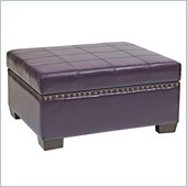 Avenue Six Detour Storage Ottoman with Tray in Plum Eco Leather