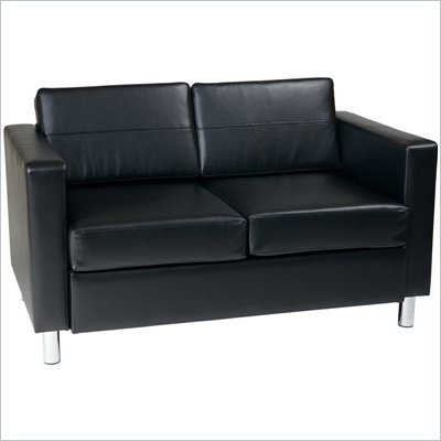 Avenue Six Pacific Loveseat in Black Faux Leather / Vinyl