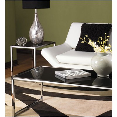Avenue Six Yield Black Glass Top Coffee Table Set