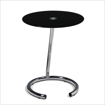 Avenue Six Chrome End Table with Black Glass Top
