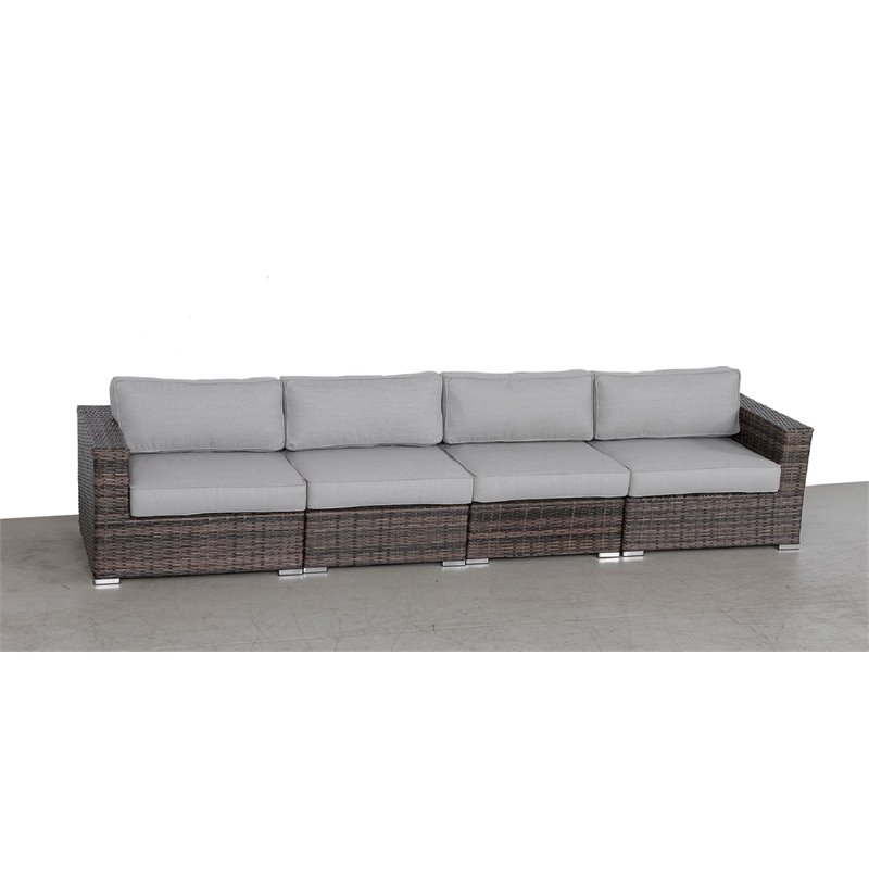 overtale Kollisionskursus Maiden Living Source International Wicker Patio Sofa with Cushions in Brown/Gray
