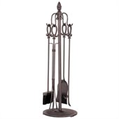 Uniflame 5 Piece Vintage Copper Fireset with Bow Loop Handles