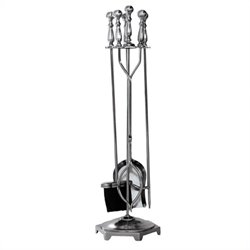 Uniflame 5 Piece Pewter Wrought Iron Fireset
