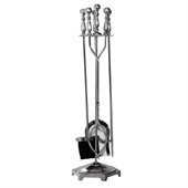 Uniflame 5 Piece Pewter Wrought Iron Fireset