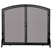 Uniflame Single Medium Panel Black Wrought Iron Screen with Doors