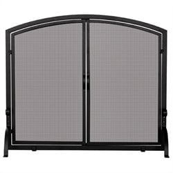 Uniflame Single Large Panel Black Wrought Iron Screen with Doors